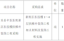 田东县中医医院新院区医技楼扶梯外装饰工程院内询价采购公告