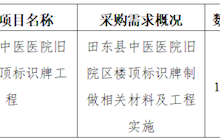 田东县中医医院旧院区楼顶标识牌工程院内询价采购公告