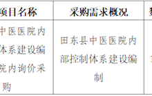 田东县中医医院内部控制体系建设编制项目院内询价采购公告